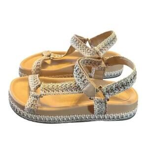 Arezzo Natural Woven Platform Sandals Tan Size 7.5 New